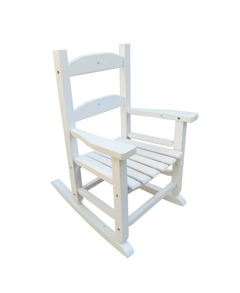 Simplie Fun Children's Rocking White Chair- Indoor Or Outdoor - Suitable For Kids-Durable-Populus Wood