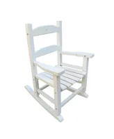 Simplie Fun Children's Rocking White Chair- Indoor Or Outdoor - Suitable For Kids-Durable-Populus Wood