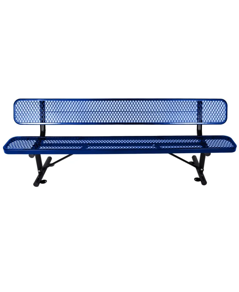 Simplie Fun 8 Ft. Outdoor Steel Bench With Backrest