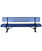 Simplie Fun 8 Ft. Outdoor Steel Bench With Backrest