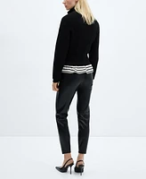 Mango Women's Leather-Effect Split Hems Leggings