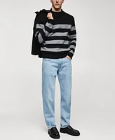 Mango Men's Striped Perkins Collar Sweater