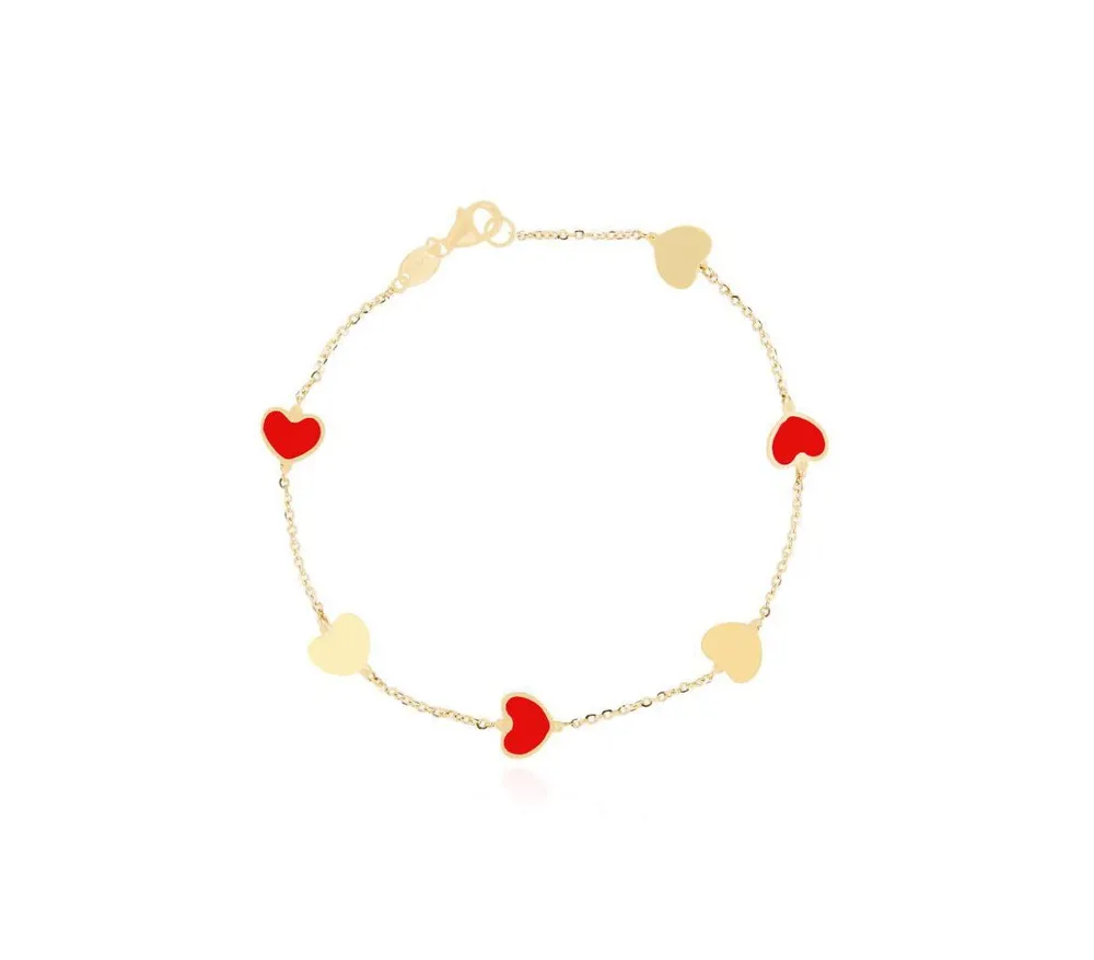 The Lovery Coral and Gold Heart Station Bracelet | Westland Mall