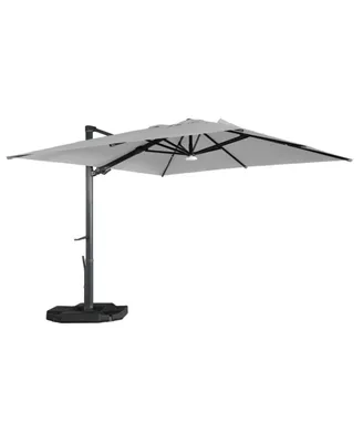 Mondawe 10ft Square Solar Led Cantilever Patio Umbrella with Included Base Stand & Bluetooth Light