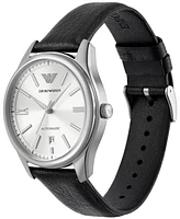 Emporio Armani Men's Automatic Black Leather Strap Watch 41mm