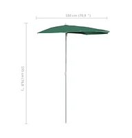 Garden Half Parasol with Pole 70.9"x35.4" Green