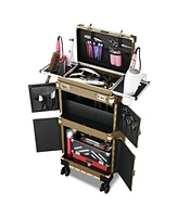 Byootique Bronze Rolling Hair Stylist Salon Makeup Cosmetic Case Artists Train Trimmer Box