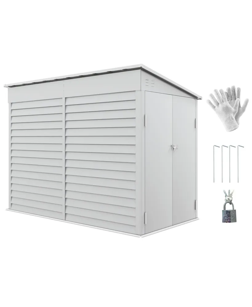 Outsunny 5' x 9' Metal Outdoor Storage Shed with Base Lockable Doors, White