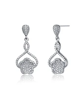 Sterling Silver White Gold Plated Cubic Zirconia Petal Drop Earrings