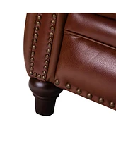 Bellino Modern Genuine Leather Recliner with Nailhead Trim