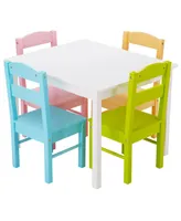 5 Piece Kids Wood Table Chair Set Activity Toddler Playroom Furniture