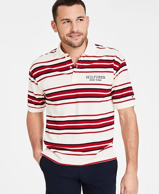 Tommy Hilfiger Men's Striped Honeycomb Logo Polo Shirt