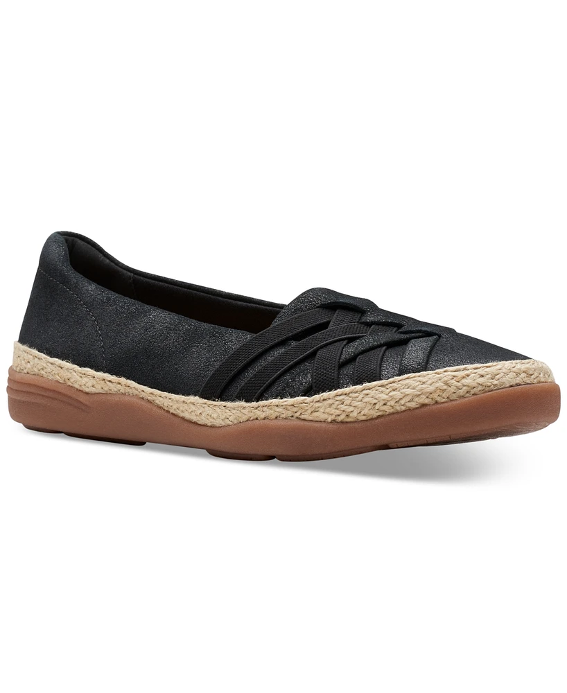 Clarks Women's Elaina Petal Woven-Vamp Jute-Trim Flats