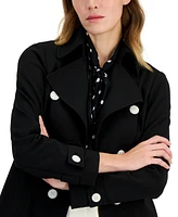 Anne Klein Women's Faux Double-Breasted Trench Coat, Created for Macy's