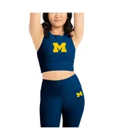 Women's Kadi Brand Navy Michigan Wolverines Buttery Soft Midi Bra and Leggings Set