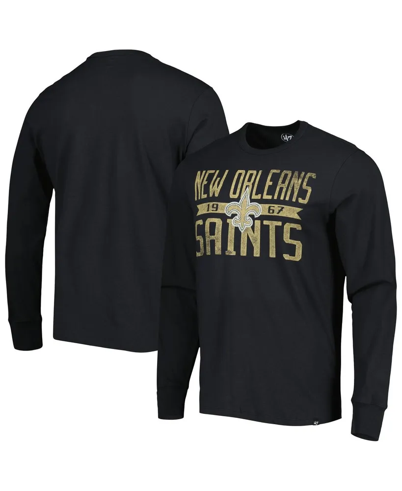 Men's '47 Brand Black Distressed New Orleans Saints Wide Out Franklin Long Sleeve T-shirt