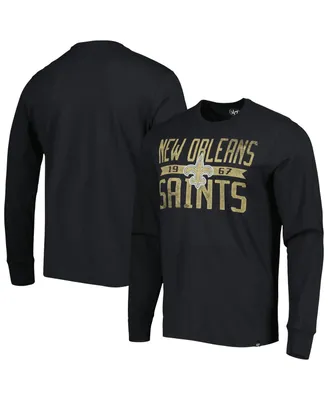 Men's '47 Brand Black Distressed New Orleans Saints Wide Out Franklin Long Sleeve T-shirt