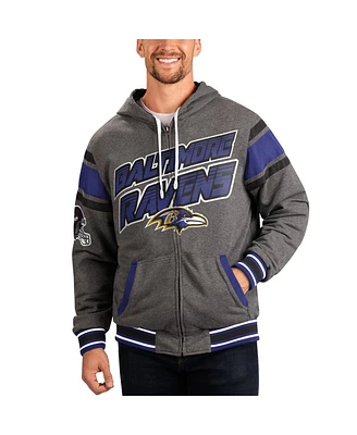Men's G-iii Sports by Carl Banks Purple, Gray Baltimore Ravens Extreme Full Back Reversible Hoodie Full-Zip Jacket