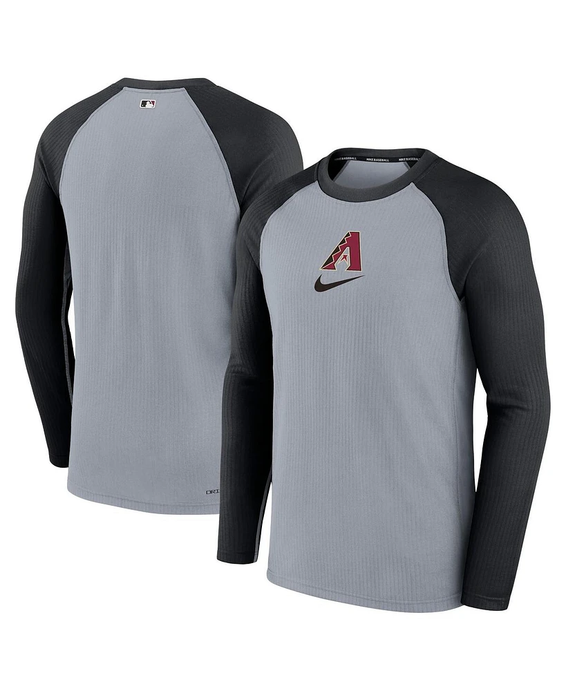 Men's Nike Gray Arizona Diamondbacks Authentic Collection Game Raglan Performance Long Sleeve T-shirt