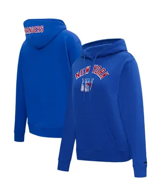 Women's Pro Standard Blue New York Rangers Classic Chenille Pullover Hoodie