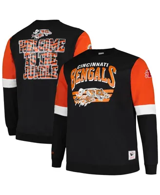 Men's Mitchell & Ness Black Cincinnati Bengals Big and Tall Fleece Pullover Sweatshirt