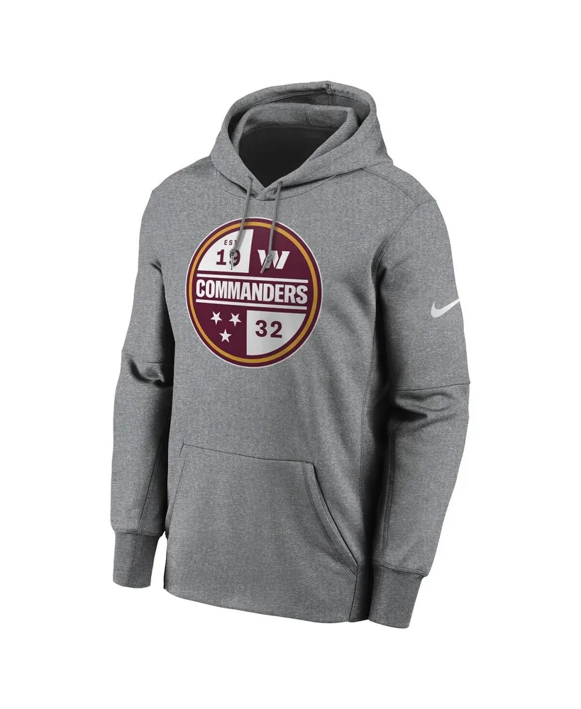 Men's Nike Heathered Gray Washington Commanders Performance Pullover Hoodie