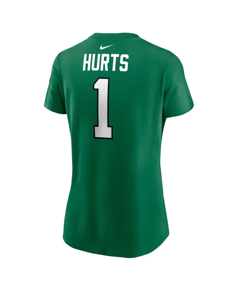 Women's Nike Jalen Hurts Kelly Green Philadelphia Eagles Player Name and Number T-shirt