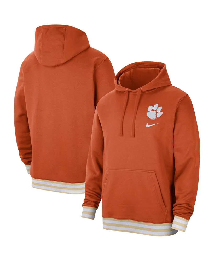 Men's Nike Orange Clemson Tigers Campus Retro Fleece Pullover Hoodie