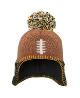 Preschool Boys and Girls Brown Pittsburgh Steelers Football Head Knit Hat with Pom