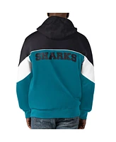 Men's Starter Teal, Black San Jose Sharks Power Forward Full-Zip Hoodie