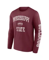 Men's Fanatics Maroon Mississippi State Bulldogs Distressed Arch Over Logo Long Sleeve T-shirt