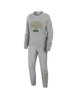 Women's Wear by Erin Andrews Heather Gray Green Bay Packers Knit Long Sleeve Tri-Blend T-shirt and Pants Sleep Set