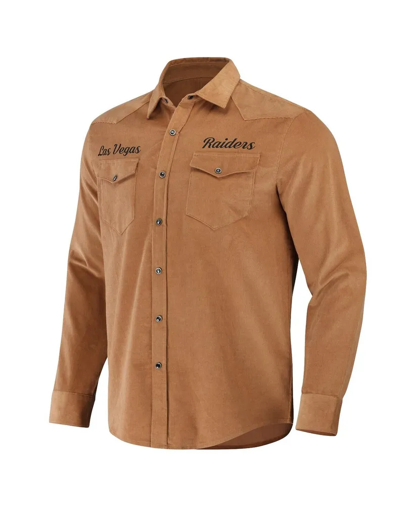 Men's Nfl x Darius Rucker Collection by Fanatics Tan Las Vegas Raiders Western Full-Snap Shirt