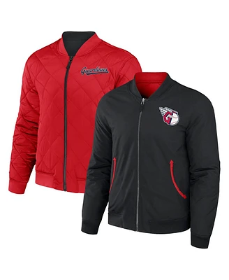 Men's Darius Rucker Collection by Fanatics Black, Red Cleveland Guardians Reversible Full-Zip Bomber Jacket
