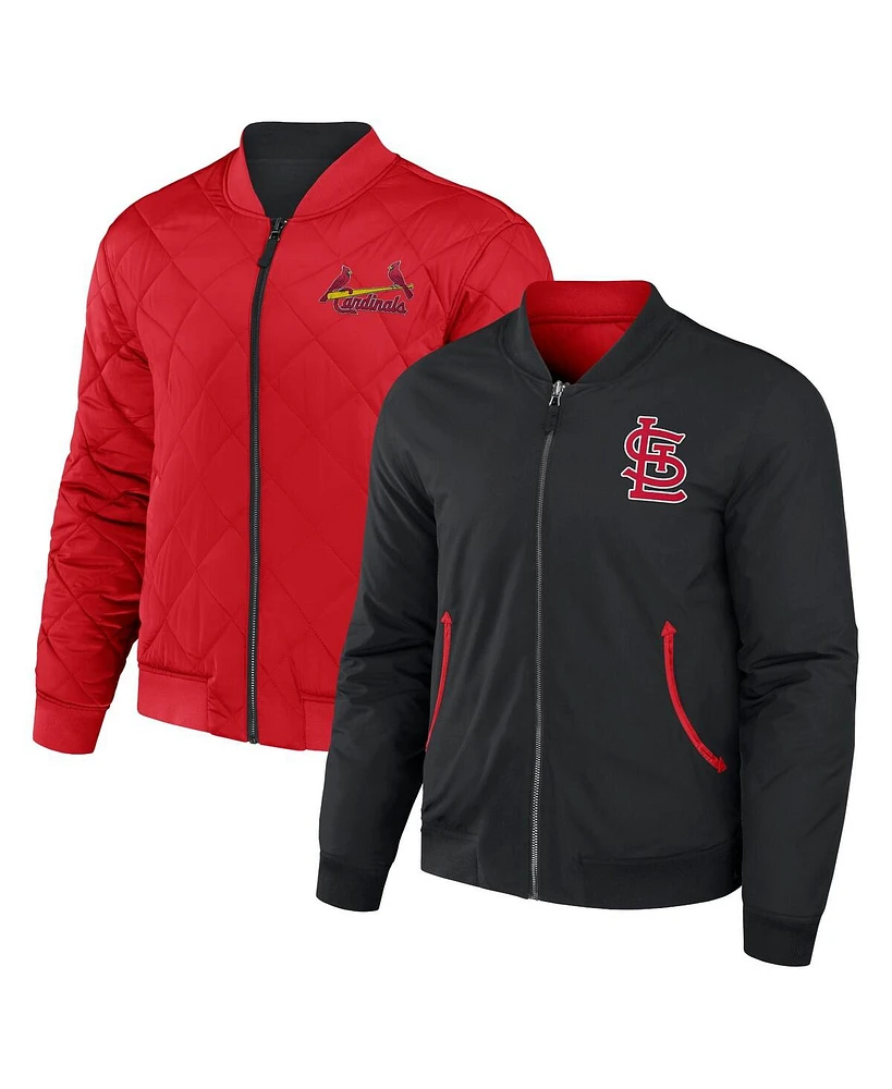 Men's Darius Rucker Collection by Fanatics Black, Red St. Louis Cardinals Reversible Full-Zip Bomber Jacket