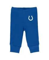 Newborn and Infant Boys and Girls Wear by Erin Andrews Gray, Royal, White Indianapolis Colts Three-Piece Turn Me Around Bodysuits and Pant Set