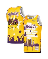 Men's Mitchell & Ness x Tats Cru Gold Los Angeles Lakers Hardwood Classics Fashion Jersey