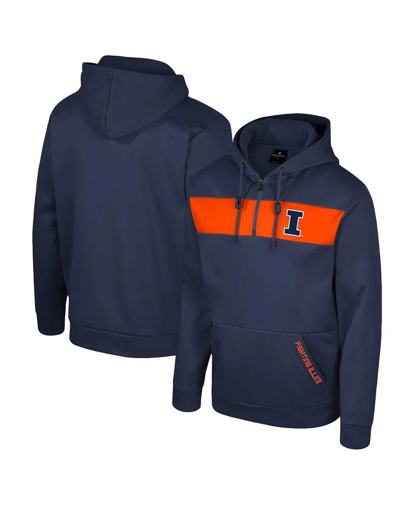 Men's Colosseum Navy Illinois Fighting Illini Quarter-Zip Hoodie