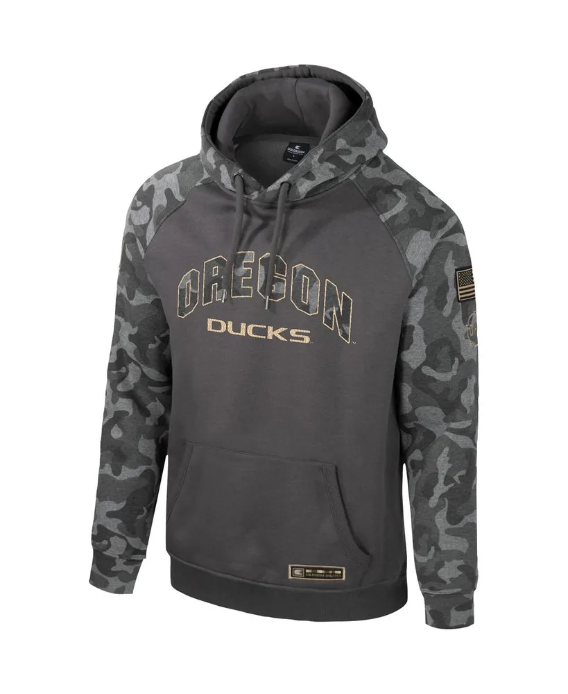 Men's Colosseum Charcoal Oregon Ducks Oht Military-Inspired Appreciation Camo Raglan Pullover Hoodie