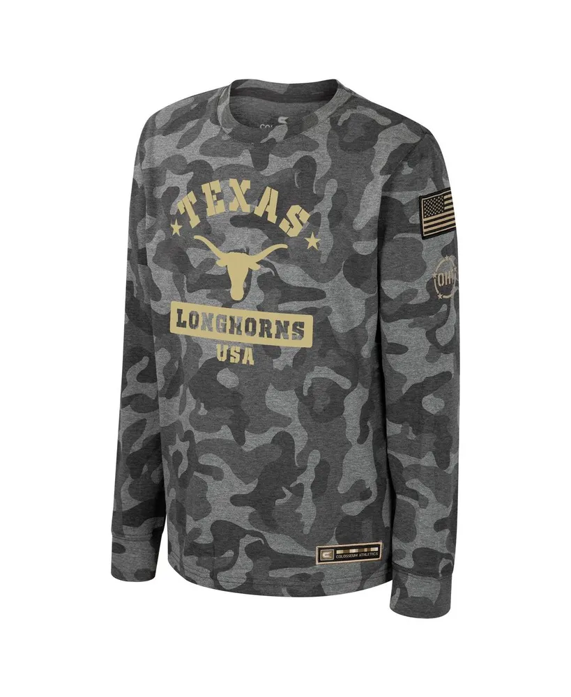 Big Boys Colosseum Camo Texas Longhorns Oht Military-Inspired Appreciation Dark Star Long Sleeve T-shirt