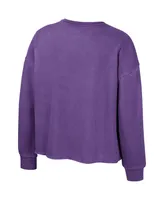 Big Girls Colosseum Purple Lsu Tigers Audrey Washed Fleece Pullover Crewneck Sweatshirt