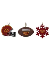 The Memory Company Washington Commanders Three-Pack Helmet, Football and Snowflake Ornament Set