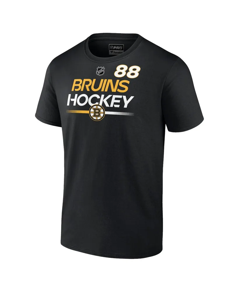 Men's Fanatics David Pastrnak Black Boston Bruins Authentic Pro Prime Name and Number T-shirt