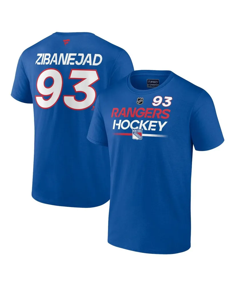 Men's Fanatics Mika Zibanejad Blue New York Rangers Authentic Pro Prime Name and Number T-shirt