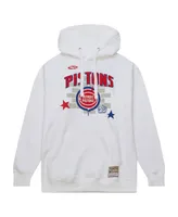 Men's Mitchell & Ness x Tats Cru White Detroit Pistons Hardwood Classics Brick Pullover Hoodie