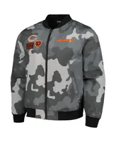 Men's and Women's The Wild Collective Gray Distressed Chicago Bears Camo Bomber Jacket