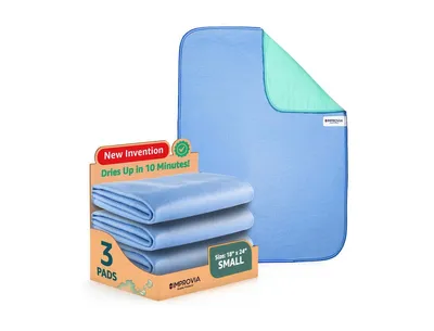 Improvia Kids Pack of 3 Washable Underpads - 18" x 24" - Small