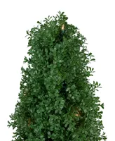 4' Pre-Lit Artificial Boxwood Cone Topiary Tree with Round Pot Clear Lights