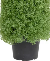 4' Artificial Boxwood Cone Topiary Tree with Round Pot Unlit