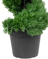 5' Artificial Cedar Spiral Topiary Tree in Black Pot Unlit